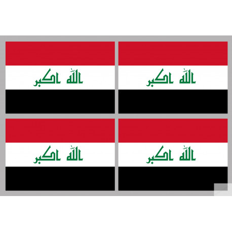 Drapeau Irak (4 fois 9.5x6.3cm) - Autocollant(sticker)