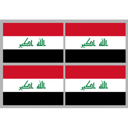 Drapeau Irak (4 fois 9.5x6.3cm) - Autocollant(sticker)