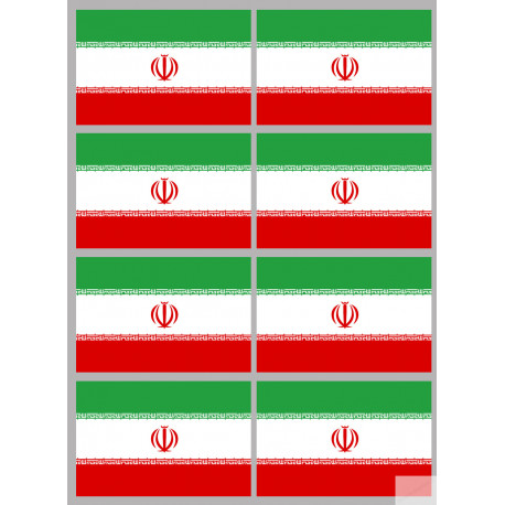 Drapeau Iran (8 fois 9.5x6.3cm) - Autocollant(sticker)