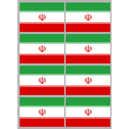 Drapeau Iran (8 fois 9.5x6.3cm) - Sticker/autocollant