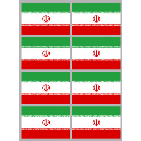 Drapeau Iran (8 fois 9.5x6.3cm) - Autocollant(sticker)