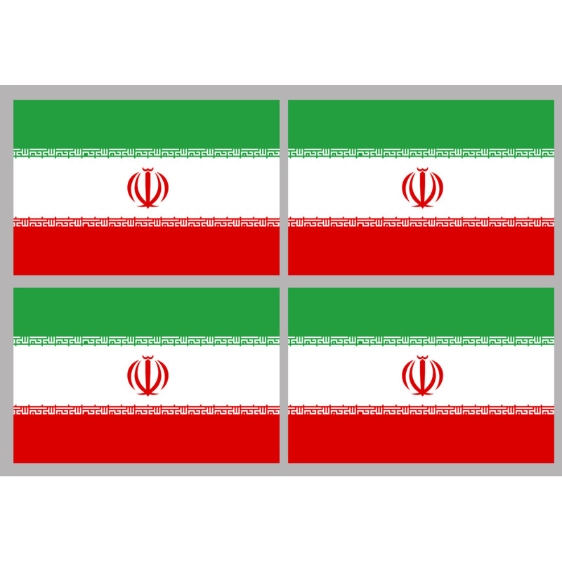Drapeau Iran (4 fois 9.5x6.3cm) - Sticker/autocollant