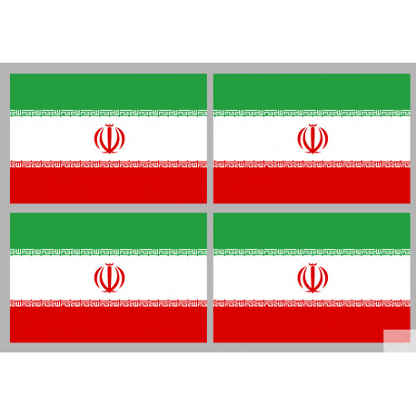 Drapeau Iran (4 fois 9.5x6.3cm) - Autocollant(sticker)