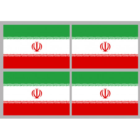 Drapeau Iran (4 fois 9.5x6.3cm) - Autocollant(sticker)