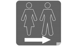 WC, toilette gris flèche droite (15x15cm) - Autocollant(sticker)