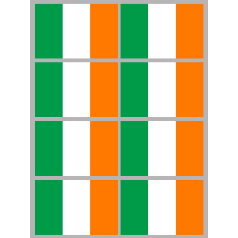 Drapeau Irlande (8 fois 9.5x6.3cm) - Sticker/autocollant