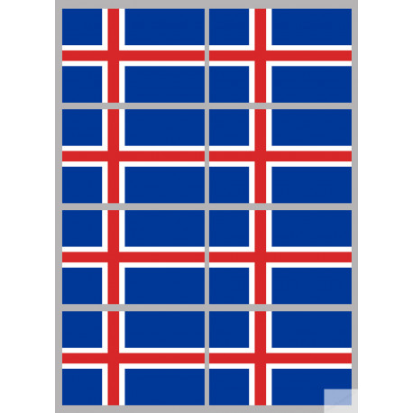 Drapeau Islande (8 fois 9.5x6.3cm) - Autocollant(sticker)