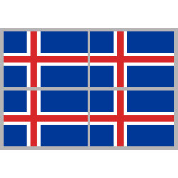 Drapeau Islande (4 fois 9.5x6.3cm) - Sticker/autocollant