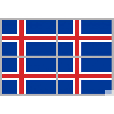 Drapeau Islande (4 fois 9.5x6.3cm) - Autocollant(sticker)