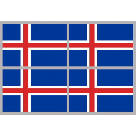 Drapeau Islande (4 fois 9.5x6.3cm) - Autocollant(sticker)