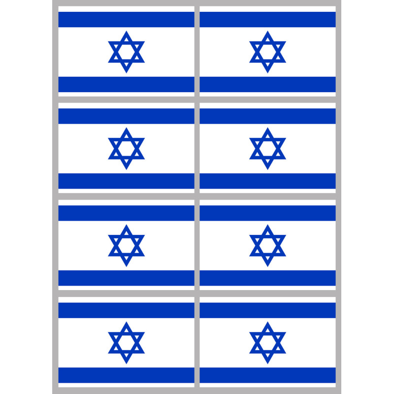 Drapeau Israel (8 fois 9.5x6.3cm) - Sticker/autocollant