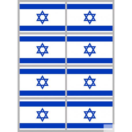 Drapeau Israel (8 fois 9.5x6.3cm) - Autocollant(sticker)