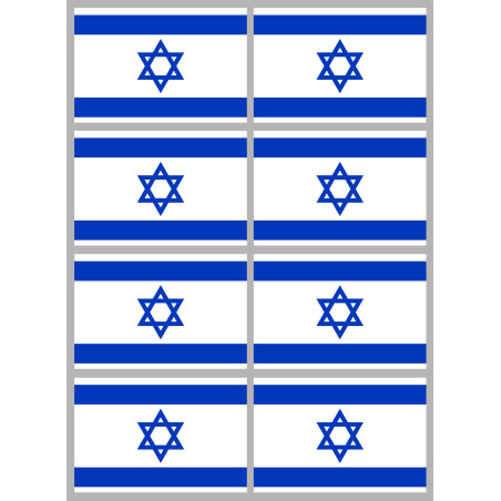 Drapeau Israel (8 fois 9.5x6.3cm) - Sticker/autocollant