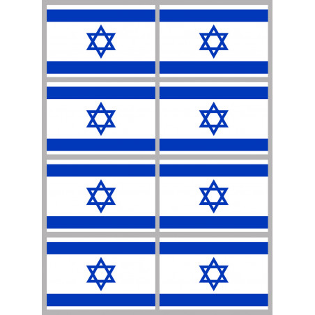 Drapeau Israel (8 fois 9.5x6.3cm) - Autocollant(sticker)