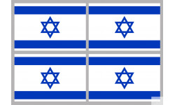 Drapeau Israel (4 fois 9.5x6.3cm) - Autocollant(sticker)