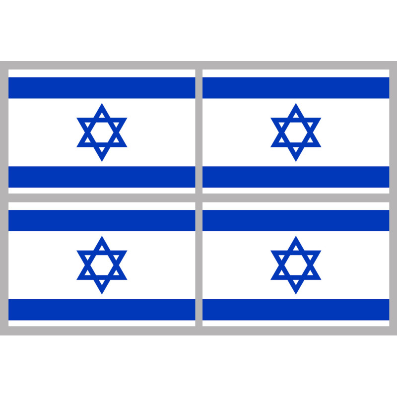 Drapeau Israel (4 fois 9.5x6.3cm) - Sticker/autocollant