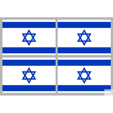 Drapeau Israel (4 fois 9.5x6.3cm) - Autocollant(sticker)