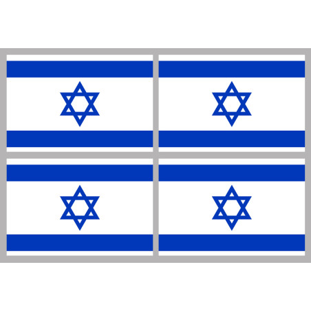 Drapeau Israel (4 fois 9.5x6.3cm) - Sticker/autocollant