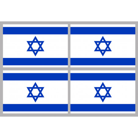 Drapeau Israel (4 fois 9.5x6.3cm) - Autocollant(sticker)