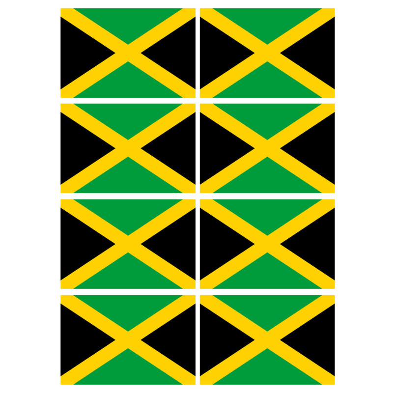 Drapeau Jamaïque (8 fois 9.5x6.3cm) - Sticker/autocollant
