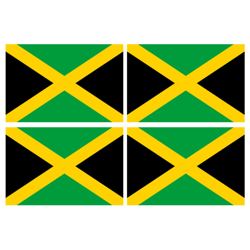 Drapeau Jamaïque (4 fois 9.5x6.3cm) - Sticker/autocollant