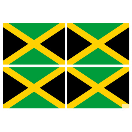 Drapeau Jamaïque (4 fois 9.5x6.3cm) - Autocollant(sticker)