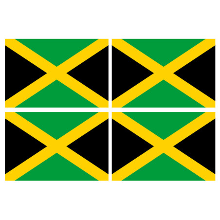 Drapeau Jamaïque (4 fois 9.5x6.3cm) - Sticker/autocollant