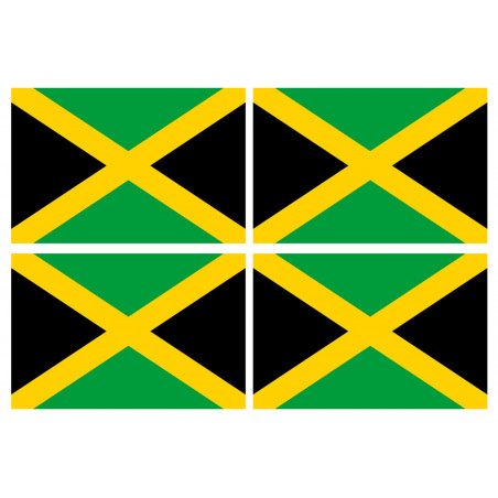 Drapeau Jamaïque (4 fois 9.5x6.3cm) - Autocollant(sticker)