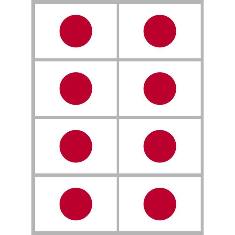 Drapeau Japon (8 fois 9.5x6.3cm) - Sticker/autocollant