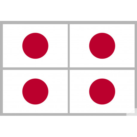 Drapeau Japon (4 fois 9.5x6.3cm) - Autocollant(sticker)