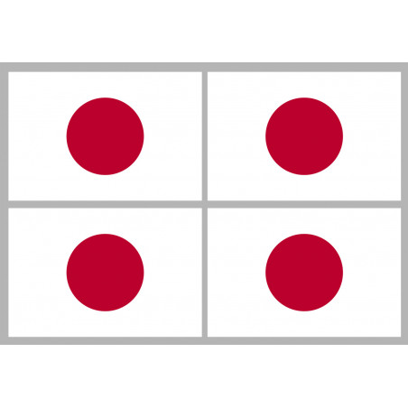 Drapeau Japon (4 fois 9.5x6.3cm) - Autocollant(sticker)