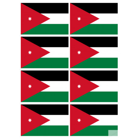 Drapeau Jordanie (8 fois 9.5x6.3cm) - Autocollant(sticker)