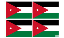 Drapeau Jordanie (4 fois 9.5x6.3cm) - Autocollant(sticker)