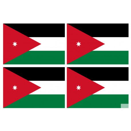 Drapeau Jordanie (4 fois 9.5x6.3cm) - Autocollant(sticker)