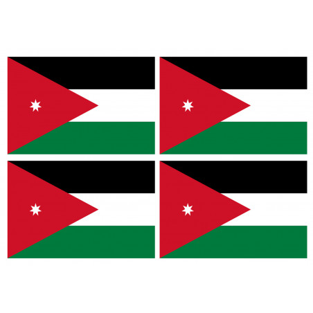 Drapeau Jordanie (4 fois 9.5x6.3cm) - Autocollant(sticker)