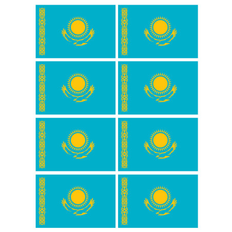 Drapeau Kazakhstan (8 fois 9.5x6.3cm) - Sticker/autocollant