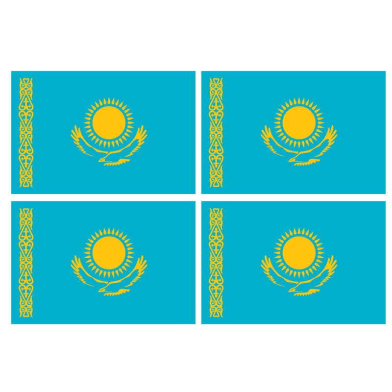 Drapeau Kazakhstan (4 fois 9.5x6.3cm) - Sticker/autocollant