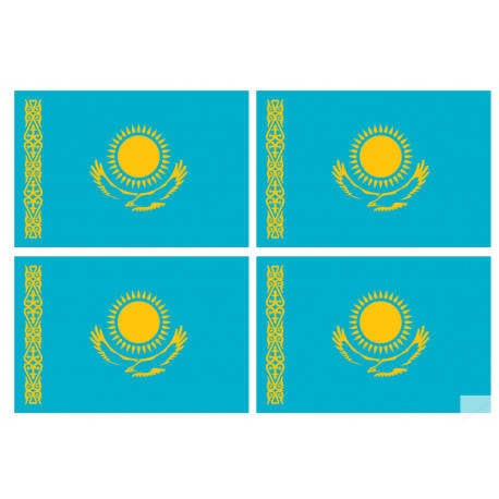 Drapeau Kazakhstan (4 fois 9.5x6.3cm) - Autocollant(sticker)