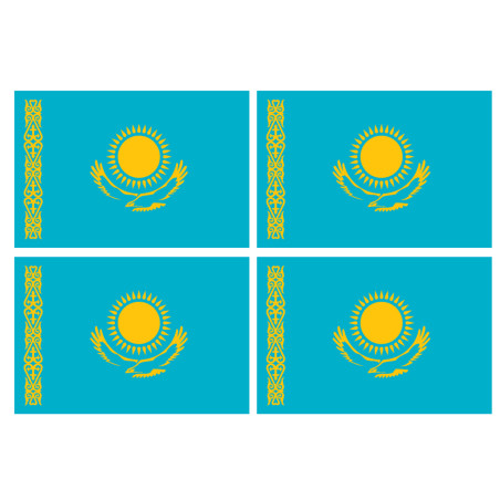 Drapeau Kazakhstan (4 fois 9.5x6.3cm) - Sticker/autocollant