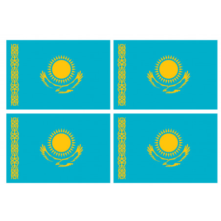 Drapeau Kazakhstan (4 fois 9.5x6.3cm) - Autocollant(sticker)