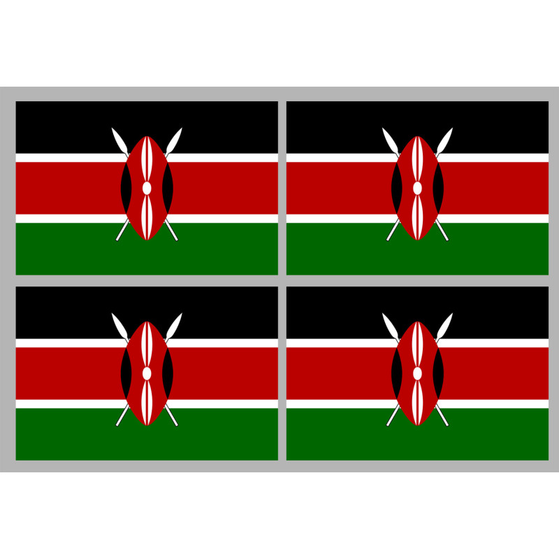 Drapeau Kenya (4 fois 9.5x6.3cm) - Sticker/autocollant