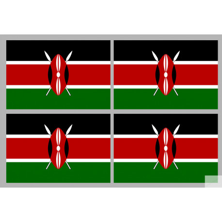 Drapeau Kenya (4 fois 9.5x6.3cm) - Autocollant(sticker)