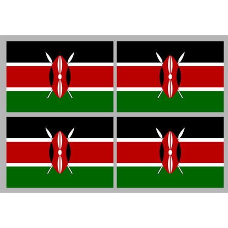 Drapeau Kenya (4 fois 9.5x6.3cm) - Sticker/autocollant