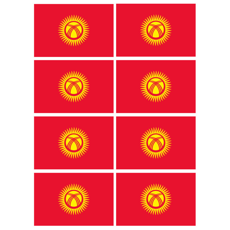 Drapeau Kirghizistan (8 fois 9.5x6.3cm) - Sticker/autocollant