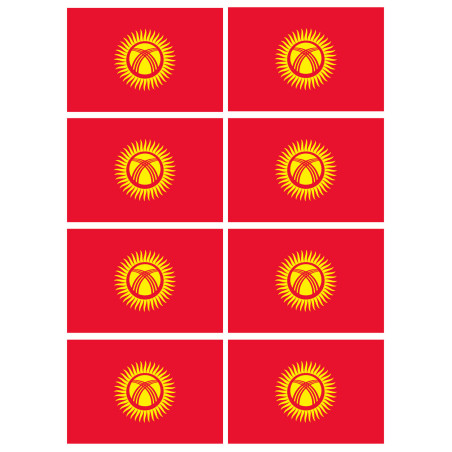 Drapeau Kirghizistan (8 fois 9.5x6.3cm) - Sticker/autocollant