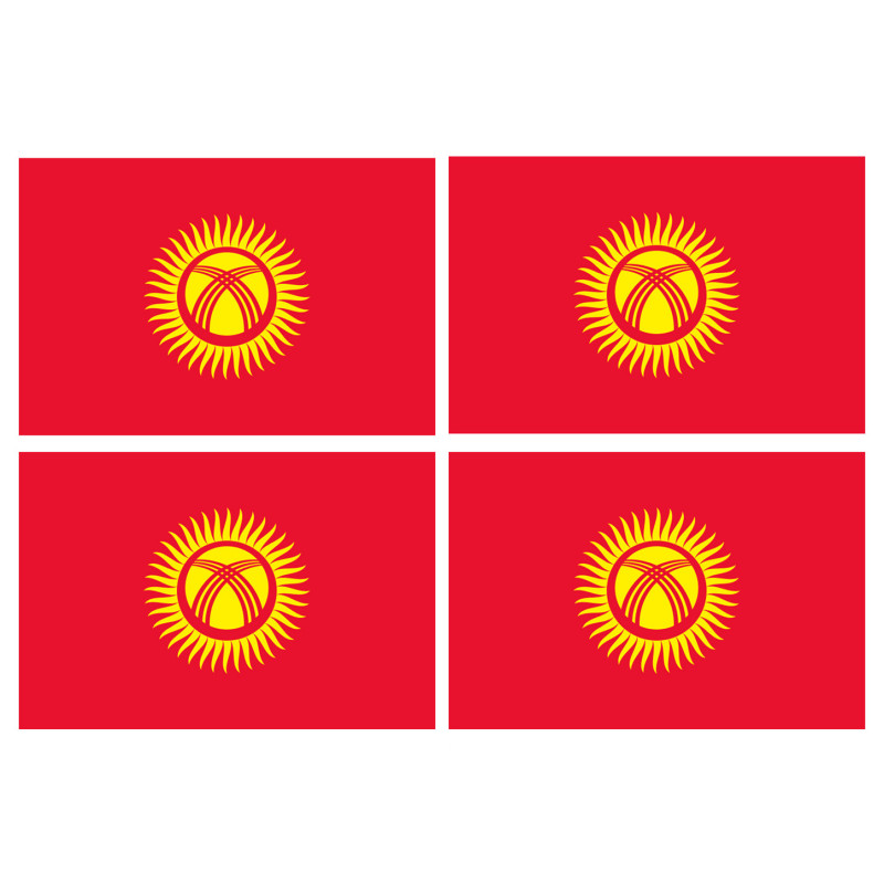 Drapeau Kirghizistan (4 fois 9.5x6.3cm) - Sticker/autocollant