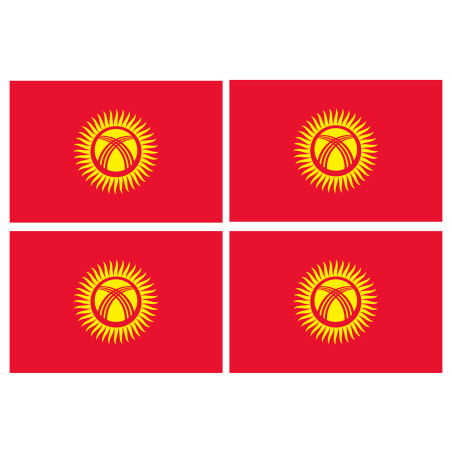 Drapeau Kirghizistan (4 fois 9.5x6.3cm) - Sticker/autocollant