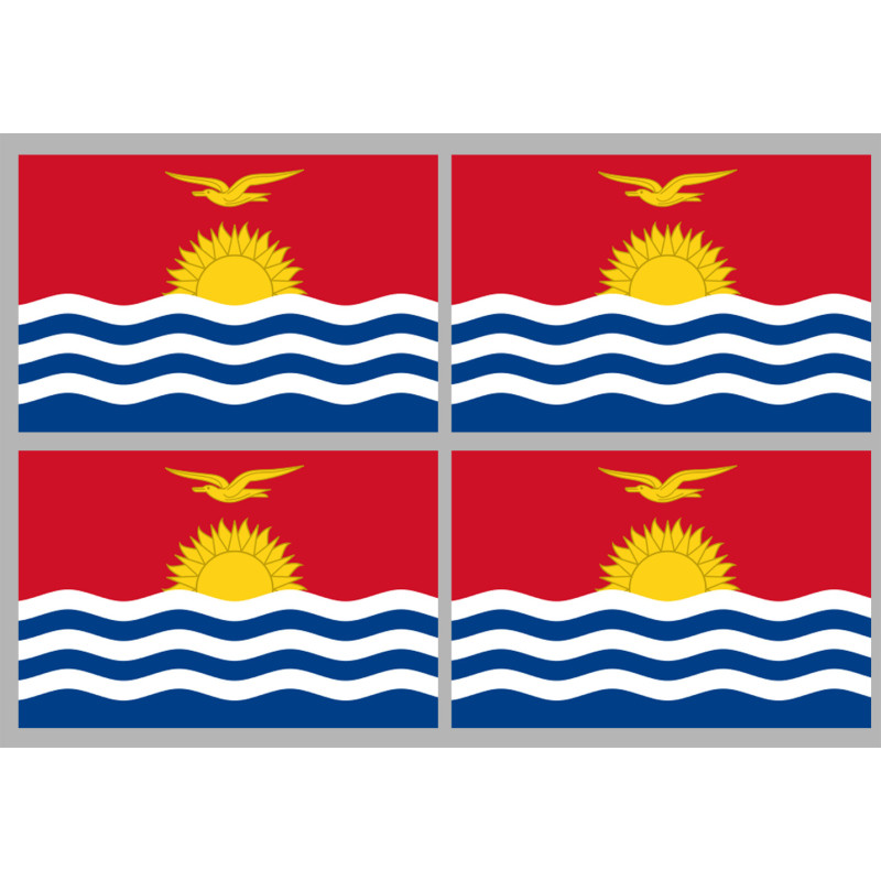 Drapeau Kiribati (4 fois 9.5x6.3cm) - Sticker/autocollant