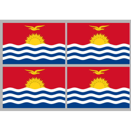 Drapeau Kiribati (4 fois 9.5x6.3cm) - Sticker/autocollant