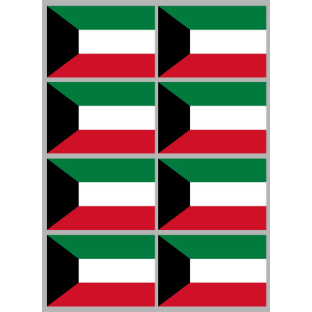 Drapeau Koweït (8 fois 9.5x6.3cm) - Sticker/autocollant